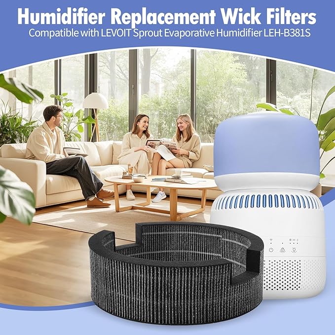 Humidifier Replacement Filter Compatible with LEVOIT Sprout Evaporative Humidifier for Bedroom Baby(Model:LEH-B381S), Sprout Baby Humidifier Wick Filters, 4 Pack