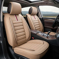 OASIS AUTO Car Seat Covers Premium Waterproof Faux Leather Cushion Universal Accessories Fit SUV Truck Sedan Automotive Vehicle Auto Interior Protector Full Set (OS-001 Tan)