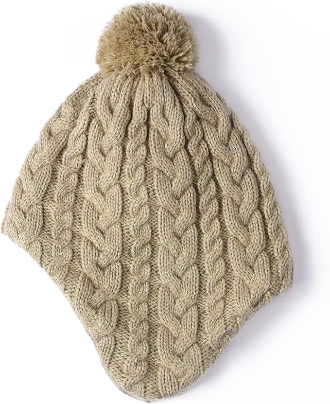 Duoyeree Kids Beanie Hat for Boys Girls Pom-pom Kint Hats Cozy Lining Winter Skull Cap