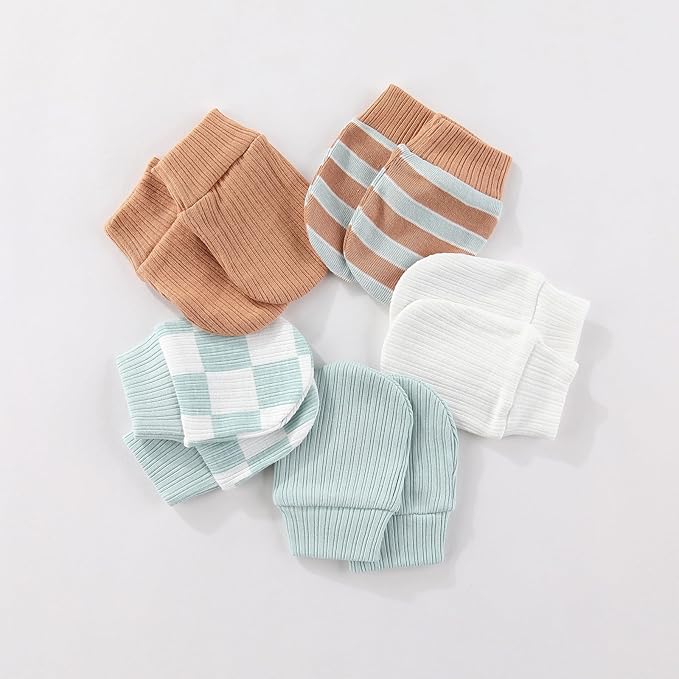 Fashion Baby Boy Girl Clothing Set Cotton Soft 3-Piece Long Sleeve Button Rompers 5-Pack Hats&Gloves Infant Clothes