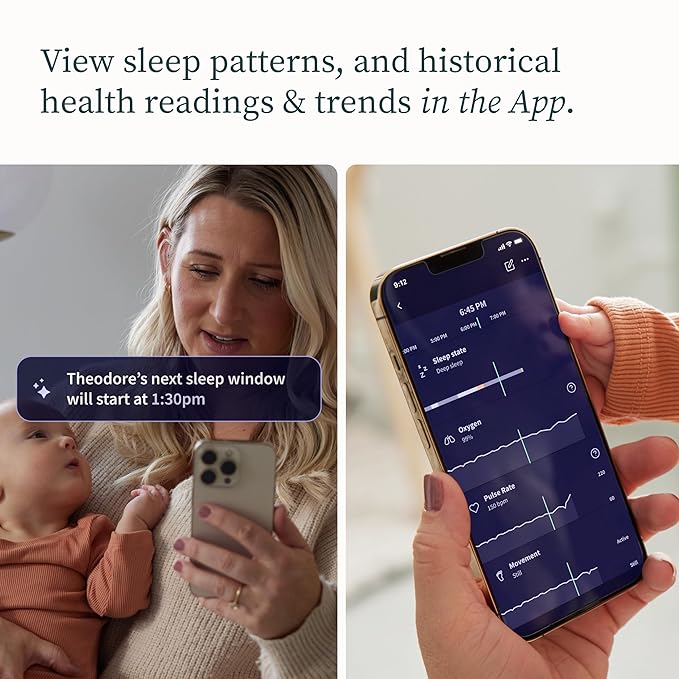 Dream Sock – Smart Wearable Baby Monitor, Infant Pulse Oximeter Tracks Oxygen & Heart Rate | Parents Receive Alerts, Sleep & Health Insights via App | Dusty Rose
