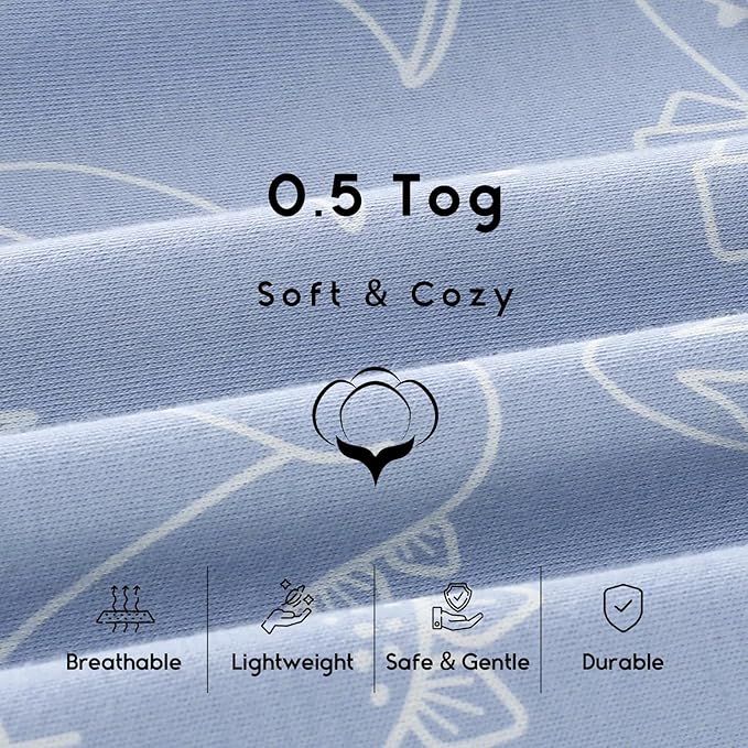 Yoofoss Baby Sleep Sack 12-18 Months 0.5 Tog Wearable Blanket for Baby, 3 Pack 100% Organic Cotton Infant Toddler Sleeping Sack 2-Way Zipper Lightweight Sleep Sack