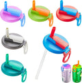 6 pack 6 color Soda Can Lids with Straws, Reusable Silicone Straws Soda Can Covers, BPA-Free,Airtight Seal, Easy to Use, Prevents Spills, Fits Standard Cans.