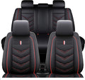 Leather Car Seat Covers Fit for LR Range Rover 2022-2025, 5 Seater Waterproof and Wear-Resistant Seat Cover Interior Accessories(Full Set,Black&Red)