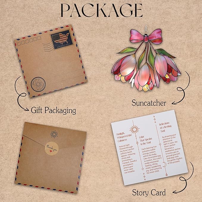 Pink Bell Flower Acrylic Suncatcher Stained Glass Effect Window Car Hanging Christmas Ornament Indoor Outdoor Decor Garden Sun Catcher Panel Gifts for Flower Lover for Women Mom Grandma