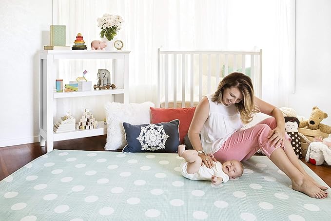 Baby Care Play Mat (Large, Playful - Country Town (Blue)) 82'' x 55'' Original One-Piece Reversible Rollable Waterproof Play Mat for Infants, Babies, Toddler, and Kids