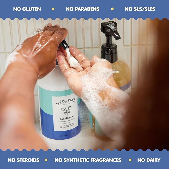 TUBBY TODD Hair Conditioner for Kids & Babies - Nourishing Frizz Control & Detangler - Lightweight, Sweet-Scented Formula - Great for All Ages - 2 Pack - Fragrance Free