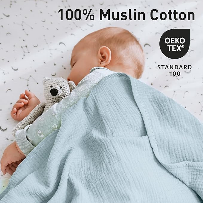 GLLQUEN BABY Muslin Swaddle Blankets for Girls Boy, 4-Pack Baby Blankets for Girl Boy, Newborn Receiving Blanket, Baby Swaddle Blanket Unisex, Baby Essentials, Registry & Gift, 40 x 38 inches