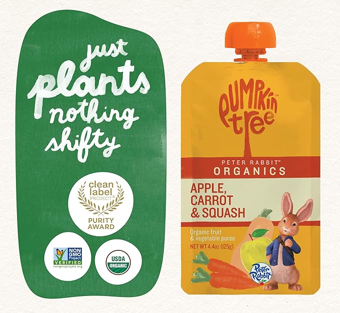 Pumpkin Tree Peter Rabbit Organics Apple, Carrot and Squash Puree, 4.4 Ounce (Pack of 10)
