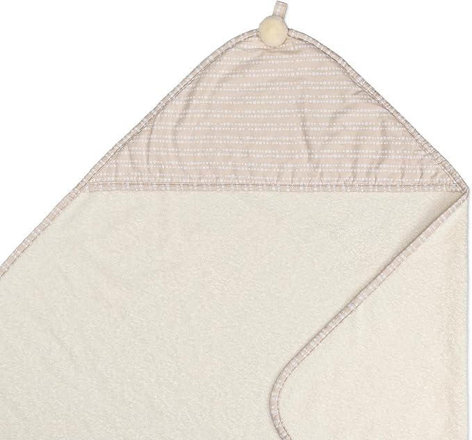 Crane Hooded Towel - 100% Cotton Terry Cloth, Neutral Dot, 30" x 30", Hooded Baby Beach & Bath Towel