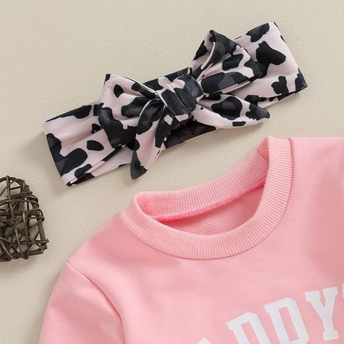 3Pcs Baby Girl Outfits Daisy Sweatshirt + Pants + Headband Infant Fall Winter Clothes