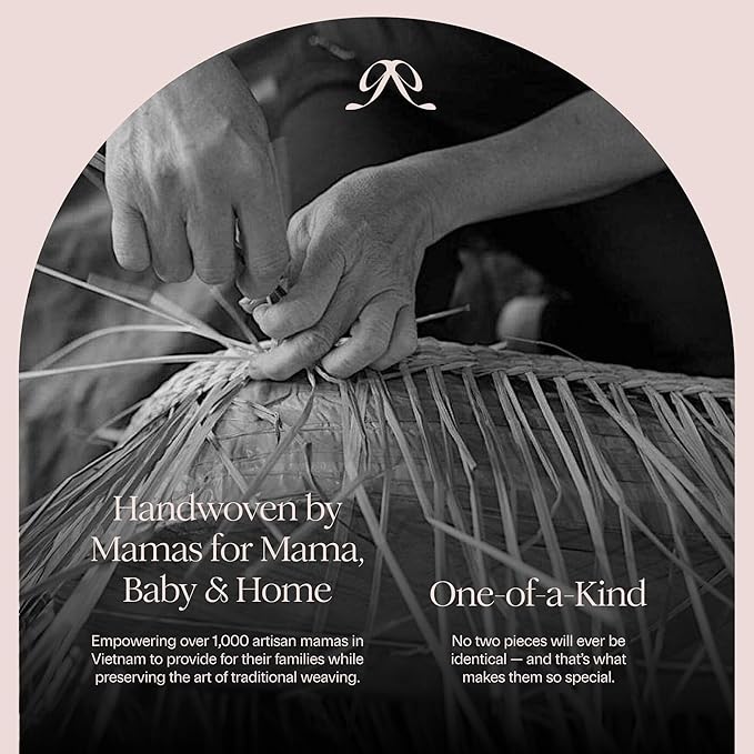 BEBE BASK Premium Baby Diaper Caddy Organizer - Artisan-Made Seagrass Basket With Cotton Divider - Award-Winning & Luxury Diaper Caddy Basket (ROSA)