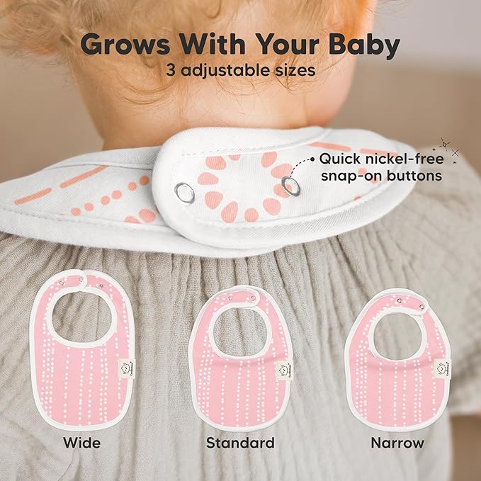 8-Pack Organic Baby Bibs for Boys, Girls - Soft Cotton Drooling and Teething Bibs for Baby Girl & Boy, Extra Absorbent, Easy To Clean & Put On for Toddler, Newborn, Infant 0-24 Months (Sweet Charm)