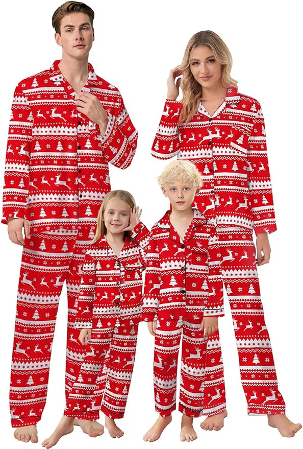 Schbbbta Family Matching Pajamas Holiday Sleepwear Long Sleeve Pjs Sets