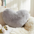 EastTree Heart Pillows, Grey Heart Shaped Pillows, Love Throw Pillows Gifts, Ultra Soft Faux Rabbit Fur Small Cute Pillows, Women Girls Kid Room Decor 10x13 Inch
