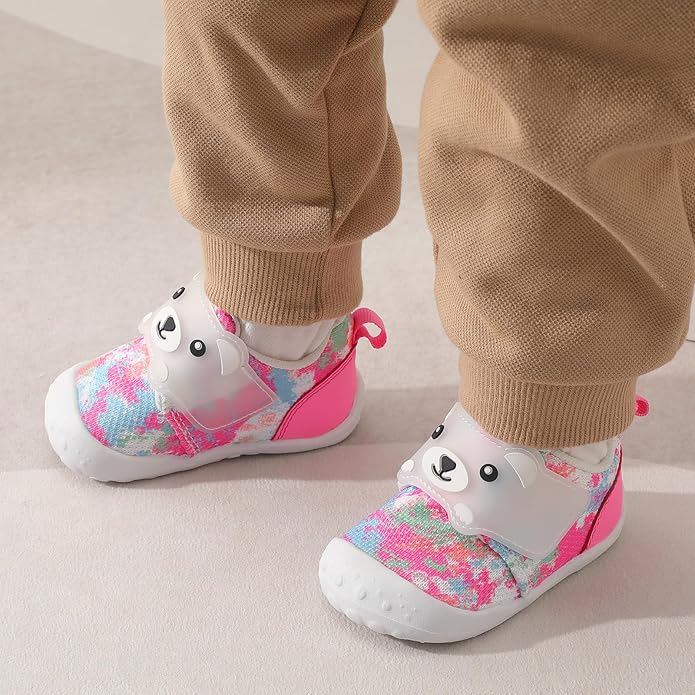 FEETCITY Baby Walking Shoes Wide Baby Shoes Boys Girls Infant Sneakers Crib Shoes Breathable Toddler Barefoot Shoes Slip On Shoes