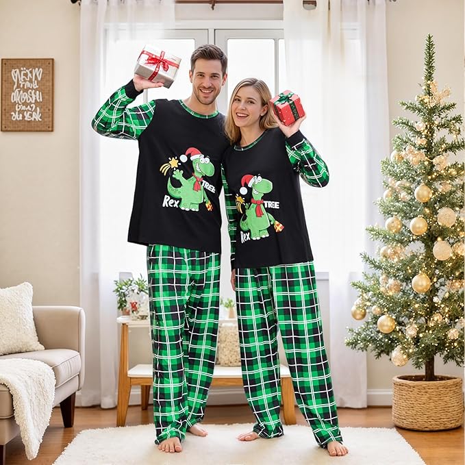 Awoscut Christmas Family Matching Pajamas Christmas Pjs Holiday Nightwear Sleepwear Sets Long Sleeve Pjs
