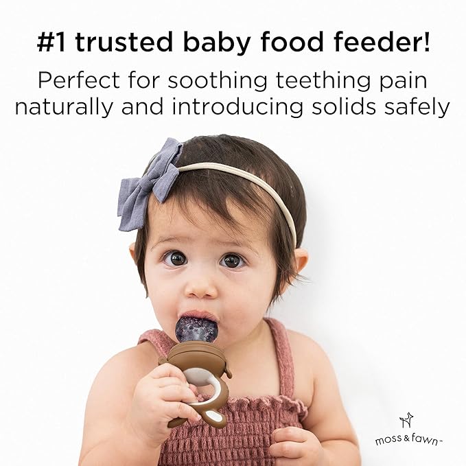 Moss and Fawn Forage Feeder - Soothing Silicone Frozen Breast Milk Popsicle & Baby Food Teething Toy, Pacifier, Fruit Feeder, & Teether - BPA, PVC & Phthalate-Free - Foliage