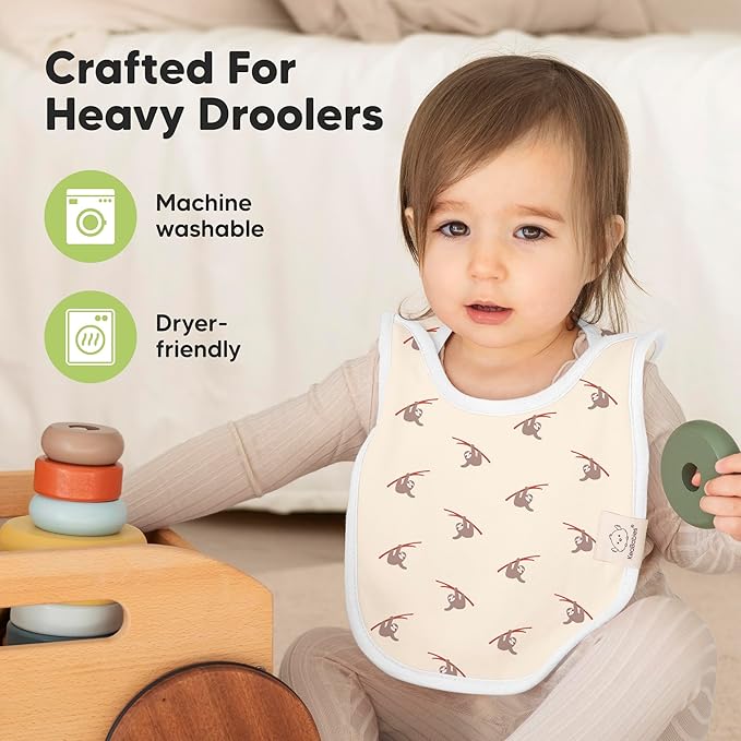 8-Pack Baby Bibs for Boys, Girls - Pullover Bibs for Drooling Teething Baby Girl & Boy Toddler, Newborn, Soft & Absorbent, Cute Colors, Large Torso Coverage Keep Infant Clean & Dry (Builders)