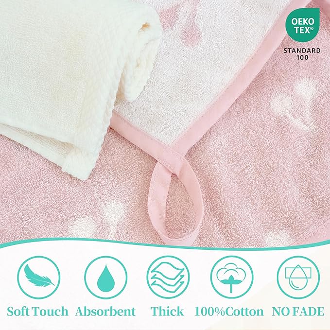 VOOVA & MOVAS 6 Pack 100% Cotton Baby Washcloths | 12x12 Inches | Highly Absorbent | Ultra-Soft Newborn Towels | Perfect Set,Baby Essentials | Jacquard Cherry & Ivory Colors