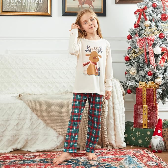 Awoscut Christmas Family Matching Pajamas Christmas Pjs Holiday Nightwear Sleepwear Sets Long Sleeve Pjs
