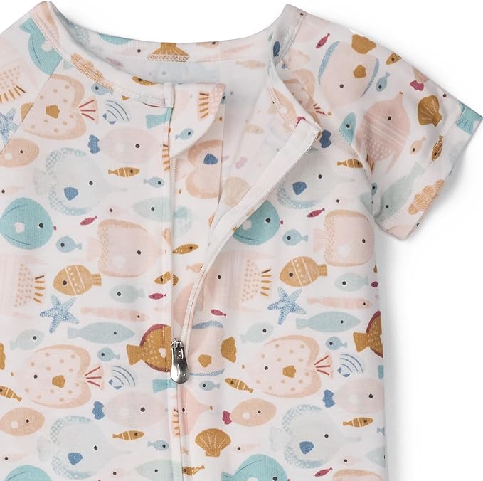 Loulou Lollipop Tencel Lyocell Short Sleeve Zipped Romper