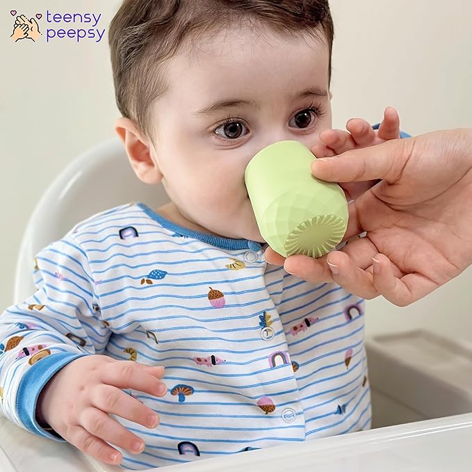 2 Pack Tiny Cup for 4+ Months | Silicone Baby Cups 6-12 Months, Infant Training Open Cup for Baby Led Weaning Supplies, 2oz (Mint Frappe)