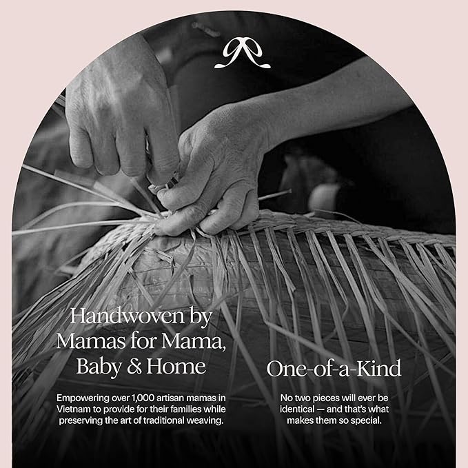 BEBE BASK Premium Baby Diaper Caddy Organizer - Handmade - Seagrass Basket With Cotton Divider - Award-Winning & Luxury Diaper Caddy Basket - White (NATURAL)