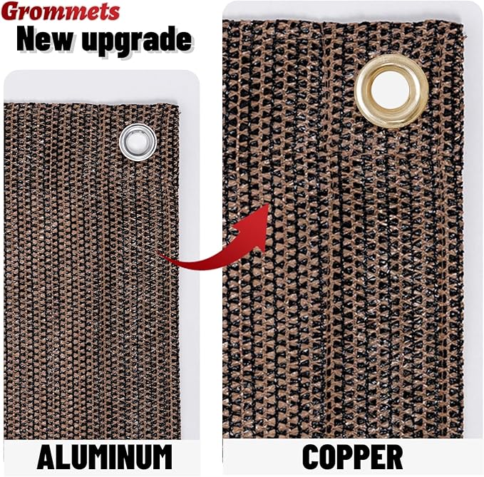 SUNNY GUARD Shade Cloth Custom Size 8x19 FT Sun Shade Screen Fabric Shade Cover Tarp with Grommets for Pergola Backyard Garden, Brown(We Customized)