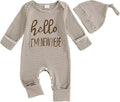 Fernvia Newborn Baby Boy Clothes Letters Print Bodysuit 3 6 9 12 18 Months Long Sleeve Jumpsuit with Hat 2PCS Outfits Set