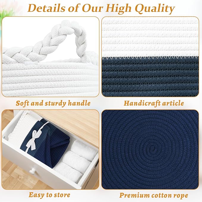67L Storage Basket for Organizing, 20"×13" Large Laundry Baskets, Cotton Rope Woven Blanket Basket, Toy Storage for Kids, Collapsible Blankets Storage for Living Room, Nursery Room