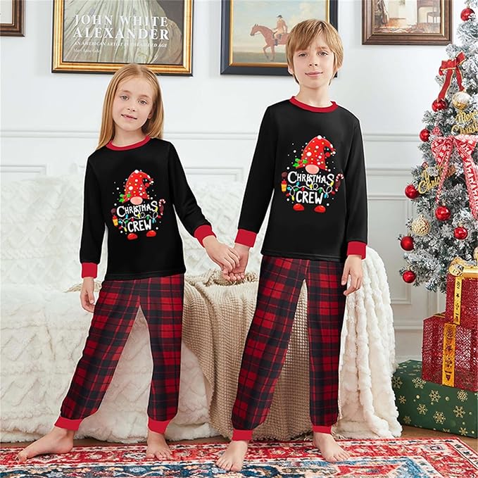 Awoscut Christmas Family Matching Pajamas Christmas Pjs Holiday Nightwear Sleepwear Sets Long Sleeve Pjs