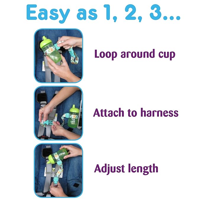 PBnJ Baby SippyPal Sippy Cup Holder Strap Leash Tether (Blk/White Dot 2-Pack)