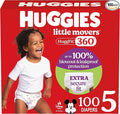Huggies Size 5 Baby Diapers, Little Movers HuggFit 360° Baby Diapers with 360° Waistband, Size 5 (27+ lbs), 100 Count, Packaging May Vary