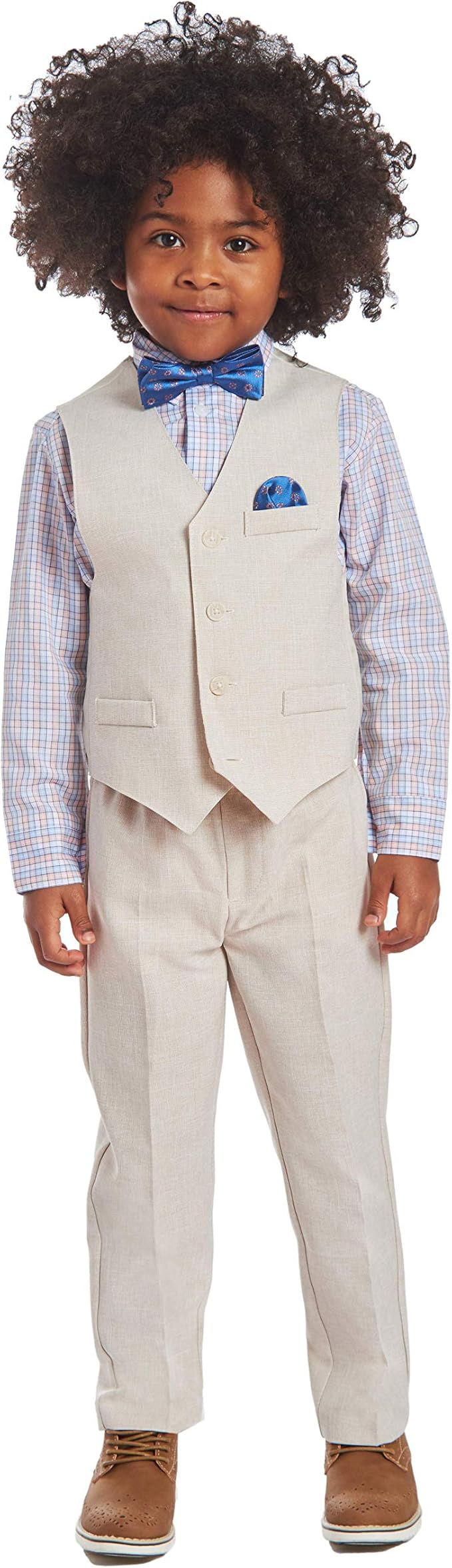 Nautica Boys' 4-Piece Formal Suit Set with Vest, Pants, Collared Dress Shirt, and Tie