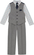 Nautica Boys' 4-Piece Formal Suit Set with Vest, Pants, Collared Dress Shirt, and Tie