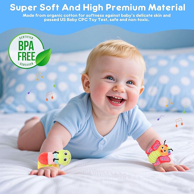 Baby Toys for 0-12 Months Newborn Boys and Girls Gifts Wrist Rattle Socks for Babies 0-6 Months Infant Girl Boy Toys for Babies 3-6 Months Shower Gifts Baby Essentials