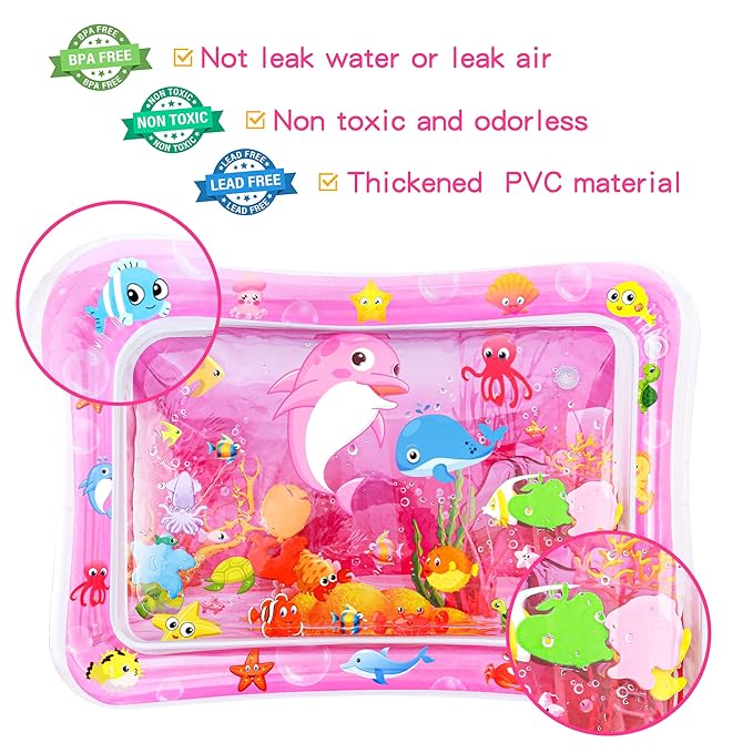 Tummy Time Water Mat for Baby Girl Baby Girl Toys for 3 to 12 Months Great Baby Girl Gifts Promote Baby Girl Sensory Development