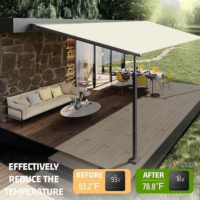 SUNNY GUARD Shade Cloth Custom Size 3x7 FT Sun Shade Screen Fabric Shade Cover Tarp with Grommets for Pergola Backyard Garden, Butter Cream(We Customized)