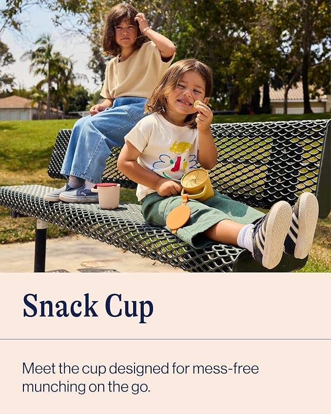 Lalo Snack Cup - Mess-Free Silicone Snack Cups for Toddlers & Babies with Detachable Lid, BPA-Free Baby Snack Containers, Fits Most Stroller & Car Seat Cup Holders, Dishwasher Safe, Citrus Peel