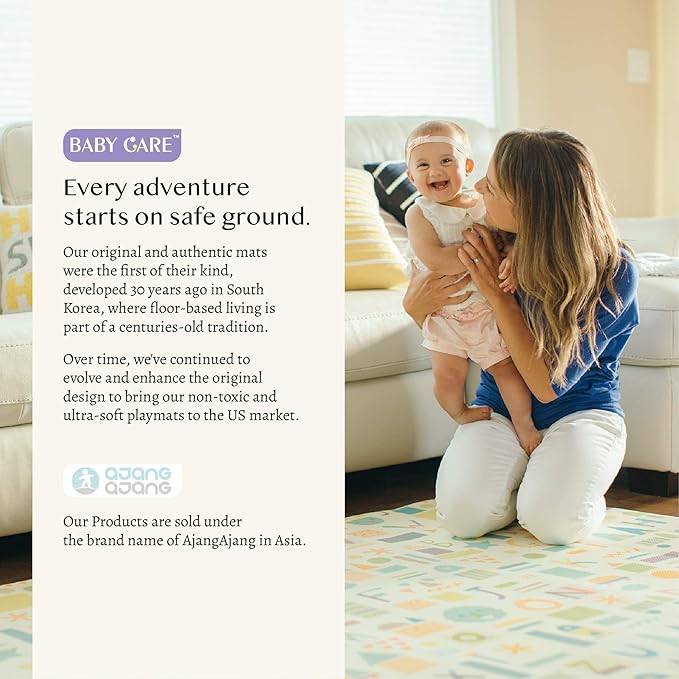 Baby Care Play Mat (Large, Playful - Country Town (Blue)) 82'' x 55'' Original One-Piece Reversible Rollable Waterproof Play Mat for Infants, Babies, Toddler, and Kids