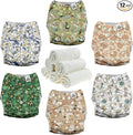 Mama Koala 3.0 Pocket Cloth Diapers for Babies with AWJ Lining, 6 Pack with 6 4-Layer Natural Cloth Diaper Inserts - Reusable and Washable Pocket Diapers (Animal Legends)