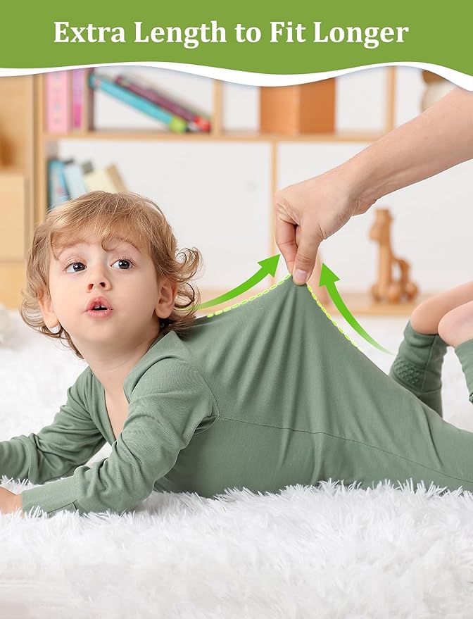 JunNeng Viscose from Bamboo Sleeper with Mittens, 2 Way Zipper Baby Boy Pajamas, Non Slip Sleep'N Play Romper