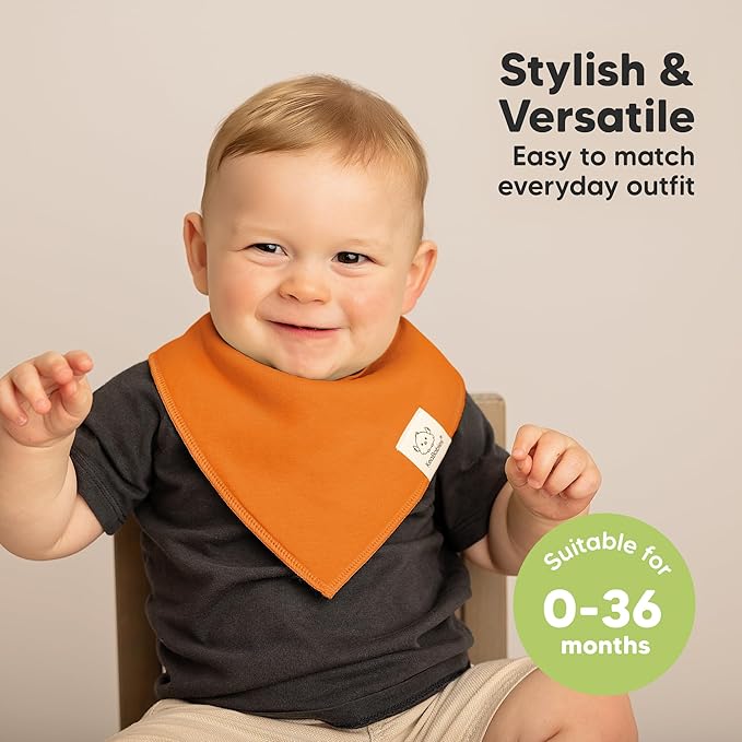 8-Pack Organic Baby Bandana Bibs for Boys, Girls - Super Absorbent Triangle Baby Bibs for Drooling and Teething Infant, 100% Cotton Extra Soft for Newborn, Infant 0-36 Months (Sahara)