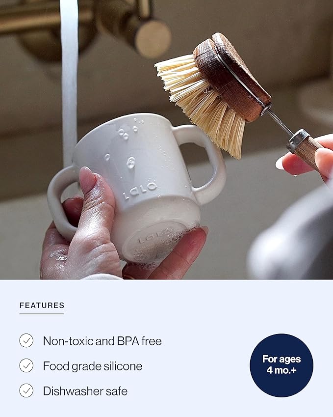 Lalo Little Cup, Non-Toxic Silicone Straw Cup with Handles - Baby and Toddler Sippy Cup - Mini Cup and Straw Training System, 4oz, Lavender
