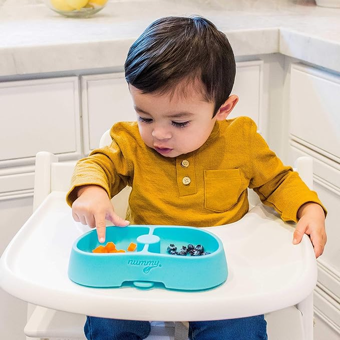 Nummy BOWL - Pure Silicone Bowl with Hidden Suction Cup for Babies and Toddlers | BPA and Phthalate Free | Microwave and Dishwasher Safe | Great Baby Gift (Light Blue, Core Collection)