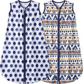 Baby Sleeping Bag 2-Way Zipper Toddler Wearable Blankets Comfy Stretchy Lightweight TOG 0.5 (Soccer & Triangles, M)