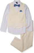 Nautica Boys' 4-Piece Formal Suit Set with Vest, Pants, Collared Dress Shirt, and Tie