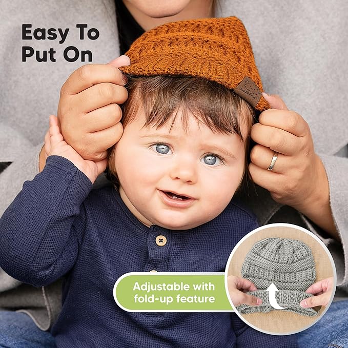 3-Pack Baby Beanies for Boys, Girls - Stretchy Knit Baby Hats, Cute Newborn & Toddler Winter Hat, Soft & Warm Infant Beanie 6-36 Months (Mars, M)