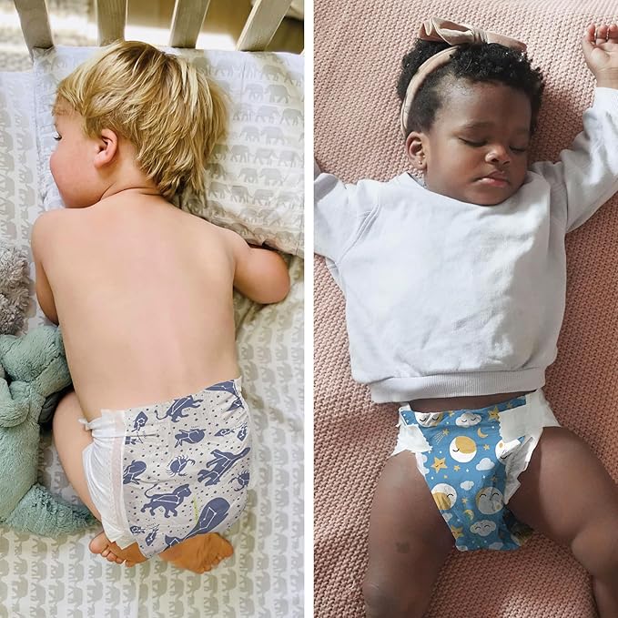 The Honest Company Clean Conscious Overnight Diapers for Sensitive Skin, Hypoallergenic Fragrance-Free Baby Diapers, Cozy Cloud and Star Signs Design, Club Box, Size 5 (27+ lbs), 40 Count